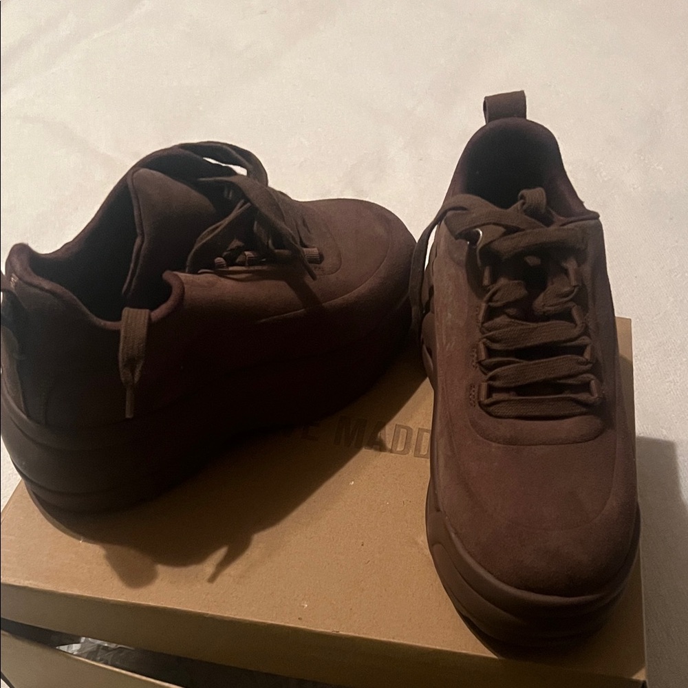 Steve Madden Brown Suede Platform Sneakers